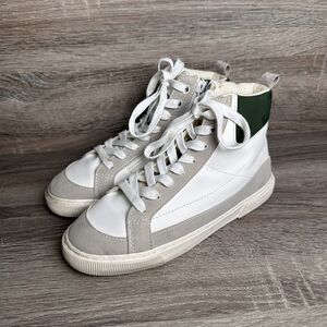 Zara High Top Sneakers Retro White Green Lace Women's 5 / 35 EUR Youth Boys Girl